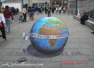 Standing on Top of the World- Optical Illusion Chalk Art