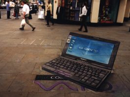 Sony Laptop- Optical Illusion Chalk Drawing