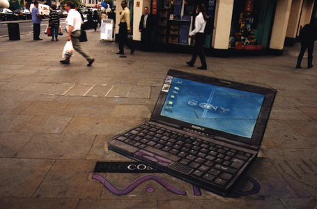 Sony Laptop- Optical Illusion Chalk Drawing